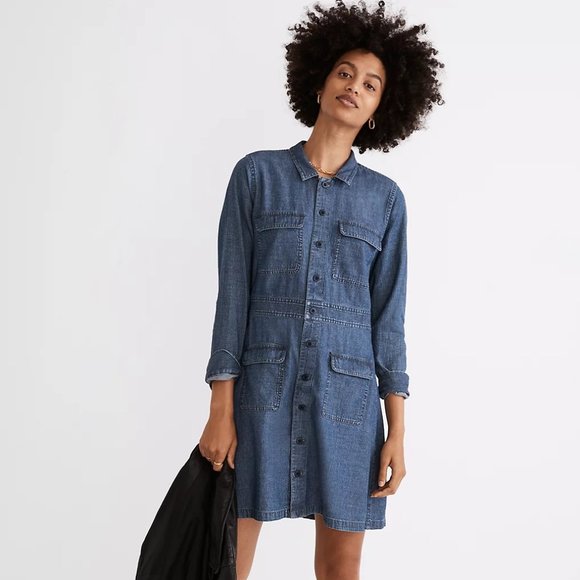 Madewell Denim Utility Dress Blue 